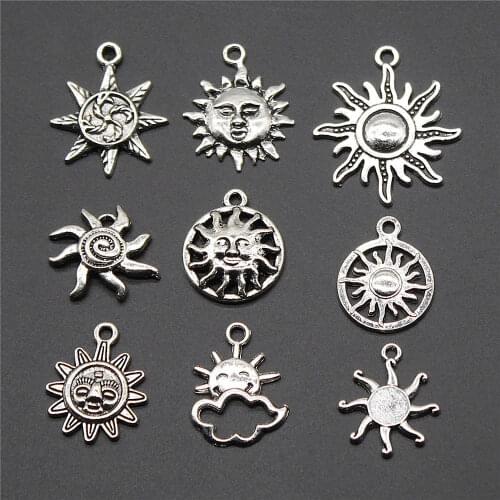 Vintage Sun Charms Pendants Diy Jewelry For Necklace Bracelet Making Accessaries