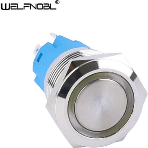 19mm Waterproof Metal Push Button Switch LED Light Black Momentary Latching Car Engine PC Power Switch 5V 12V 24V 220V Red Blue