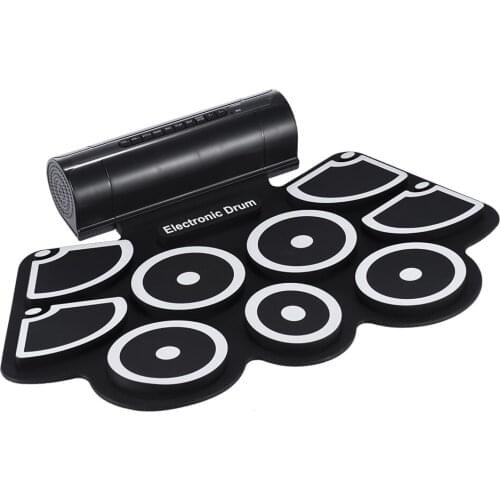High quality Electronic Roll Up Drum Pad Set 9 Silicon Pads Built-in Speakers with Drumsticks Foot Pedals