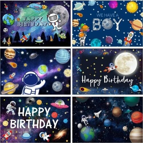 Yeele Baby Boy Birthday Universe Backdrop Photocall Space Planet Spacecraft Party Decor Photography Background For Photo Studio