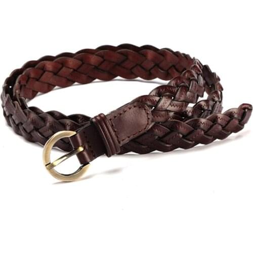 Flying Art Ladies Korean Pin buckle Belt ladies Casual pu Woven Twist Fashion all-match dress simple Pin Buckle Thin Belt