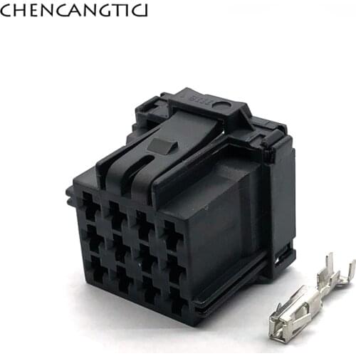 2 Sets 12 Pin Auto Cd Player Connector Plug 2.8 MM Wire Harness Unsealed Socket Jacket With Terminals 8-968972-1