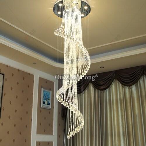 1PCS Modern K9 Crystal Chandelier Villa Luxury Crystal Chandelier Double Staircase Lamp Living Room Lights GF427