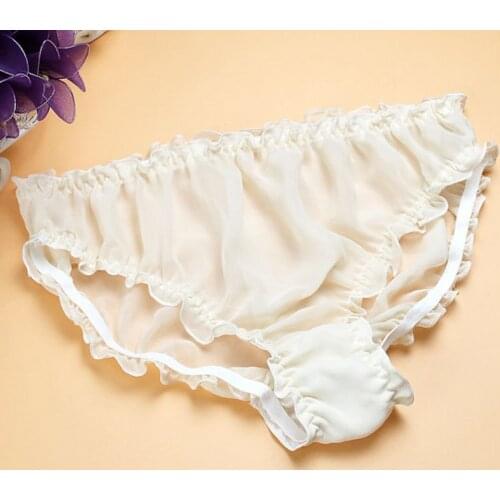 1PC 100% Silk Womens Transparent Sexy Underwear Briefs Lingerie L XL 2XL MS014