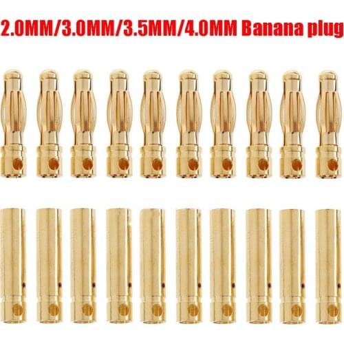 10Pair 2mm/3.0mm/3.5mm/4mm RC Battery Gold-plated Bullet Banana Plug High Quality Male Female Bullet Banana Connector