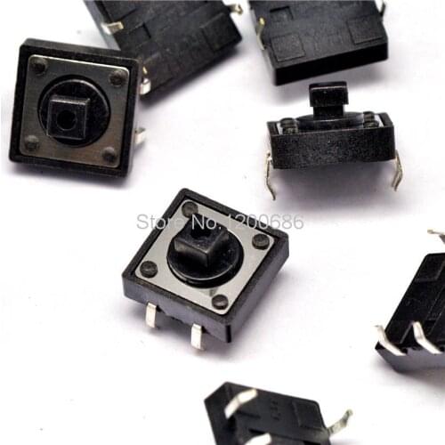 12 * 12 * 7.3MM touch switch Vertical 4 feet imported shrapnel / black square head