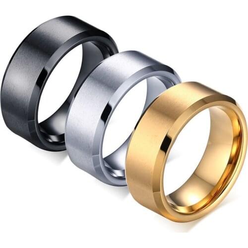 5pcs/lot 8mm Gold Black Silver Color Basic Wedding Band For Men Women Tungsten Carbide Ring Comfort Fit Beveled Edges Wholesales