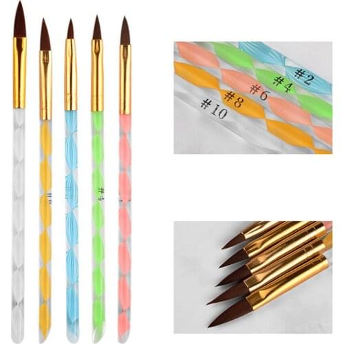 5 Pack Acrylic Pro Nail Art Brush Drawing Pen Set Flower Builder Manicure