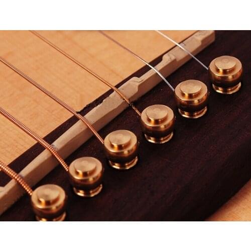 6pcs Chrome Pure Copper Acoustic Guitar Bridge Pins String Nail Pins Chord Cone
