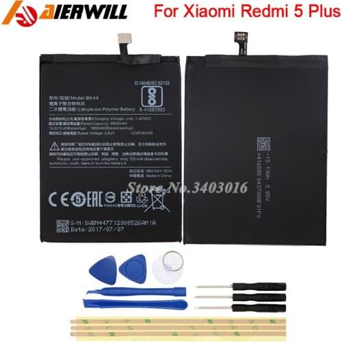 BN44 Battery For Xiaomi Hongmi Redmi 5 plus Batterie Bateria Batterij Accumulator 4000mAh +Tools