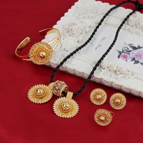 Bangrui New Gold Color Ethiopian Sets For African /Ethiopian /Eritrean Women Jewelry