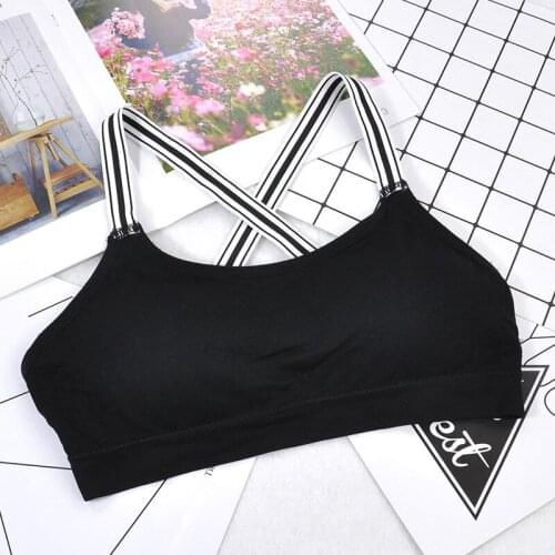 Students Teenager Girls Black White Stripe Cross Straps Tank Vest Bra Intimates Underwear Brassiere FS0569