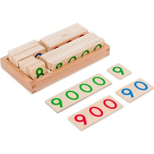 Montessori mathematics teaching aids toys wooden 1-9000 digital cards childrens early learning mathematics educational toys