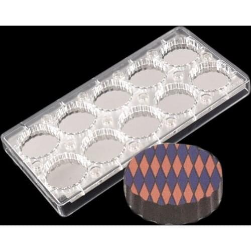 Dia 4.8 cm Steel Plate With Magnet Round Lace Polycarbonate Chocolate Mold Sandwich Mousse mold