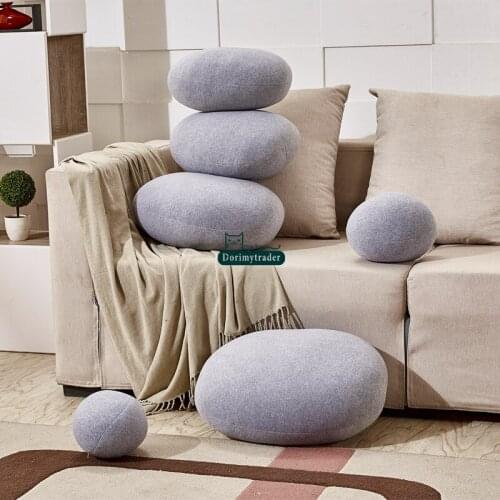 Dorimytrader 6Pcs Simulation Cobblestone Plush Pillow Giant Stuffed Grey Stone Cushion Room Decoration Kid Present DY60785