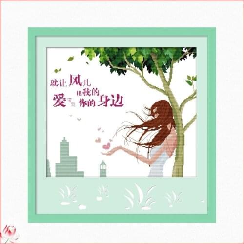 Beautiful Miss Printed Cross Stitch Kit 14ct 11ct Canvas Fabric Embroidery Kit DIY Character Pattern Sewing Set Home Decoration