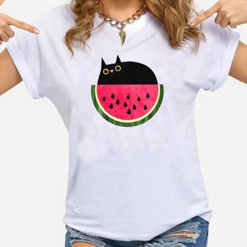 Cat Lovely Animal Print T Shirt Women Tops Casual Harajuku Shirt Fashion Short Sleeve Summer Tee Shirt Femme Camiseta Mujer