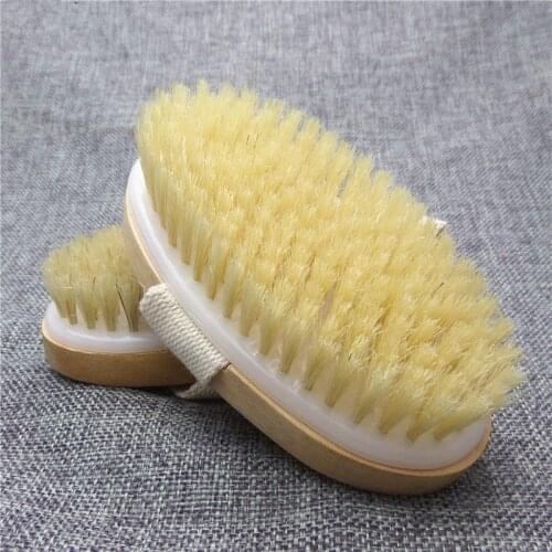 Hot Dry Skin Body Soft natural bristle the SPA the Brush Wooden Bath Shower Bristle Brush SPA Body Brush without Handle