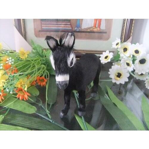Simulation black donkey about 13x11cm Handmade craft model toy,polyethylene&furs toy , home decoration ,Xmas gift w4117