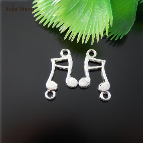 Julie Wang 50PCS Music Notes Charms Pendant Connector Necklace Earring Suspension Jewelry Making Accessory