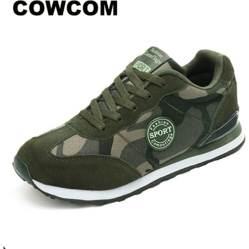COWCOM Drop Sale Summer Mesh Breathable Flat Bottom Camouflage Shoes Womens Shoes Lace Green Sneakers Sneakers Army CYL-A07