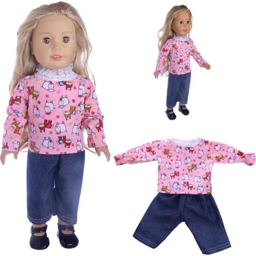 Cute clothes set Lace neckline design For 18 inch doll/ 43cm New zaps for Chridren birthday Gift