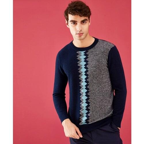 ZHILI Mens O-Neck Sleeve Long Cashmere Sweater