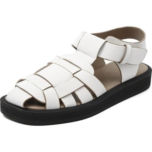 Summer 2021 new web celebrity vintage chunky braided Roman boot sandals with a cross strap