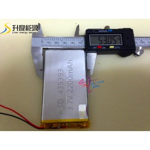 SD435393 3.7 v 2200mah li polymer battery with protection and wire for MP3 player, MP4 player