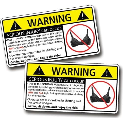 SEXY Jet Ski Black Bra Extreme Attention Warning Sticker Decal Graphic Water OEM