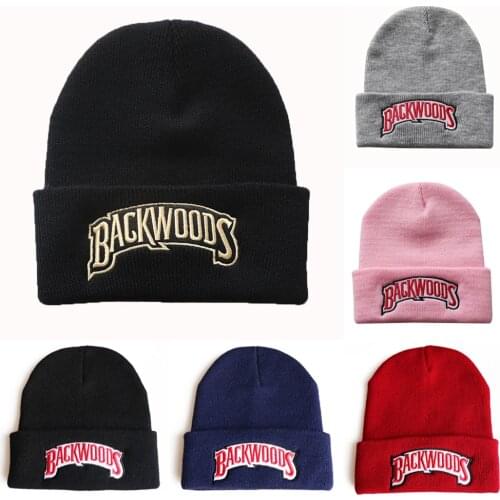 New Knitted Hat Beanies Backwoods Lettering Cap Women Winter Hats for Men Warm Hat Fashion Solid Hip-hop Beanie Hat Unisex Caps