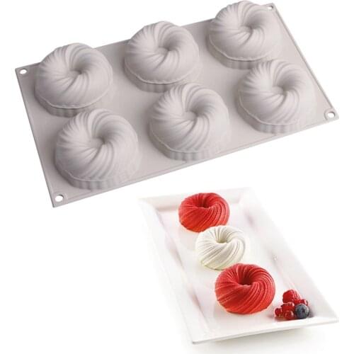 6 Cavity Cake Mold For Baking Silicone 3d Cake Decorating Bakeware For Chiffon Mousse Pastry Dessert Moulds