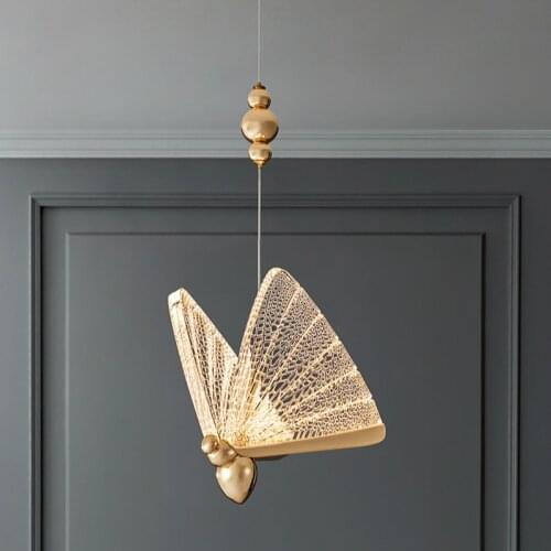 Modern LED Pendant Lamp Glass Living Bedroom Decoration Lighting Fixtures Butterfly Hanging Fancy Bar New Designer Indoor Light