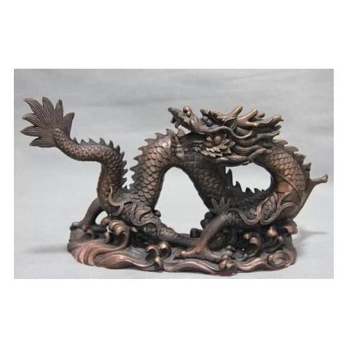 Xd 003305 Pure Red Copper Bronze Feng Shui Zodiac Lucky Auspicious China Dragon Art Statue
