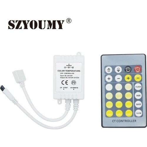 SZYOUMY 24 Key IR Remote Dimmer Controller For Dual White CT Color Temperature DC12-24V CCT Led Strip Light