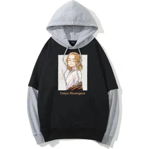 Japanese Anime Manga Tokyo Revengers Hoodies Streetwear Sweatshirt Male Fake Two-piece Splicing Fashion Autumn Men Women Hoodie
