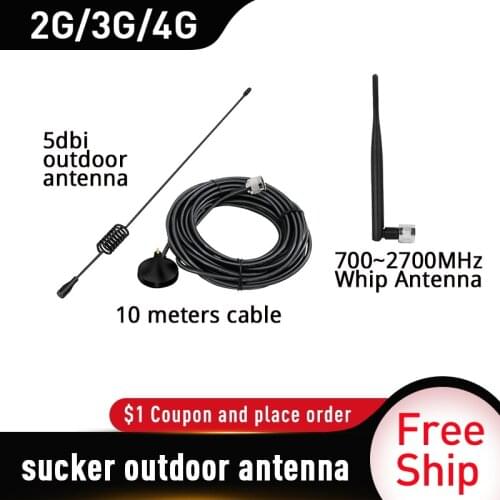 70dB Gain4Gsignal booster 2100(LTE Band 1)WCDMA UMTS 3GMobile Signal Booster+Whip Antenna+high gain sucker aerial+10m cable Suit