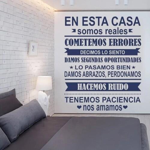 En Esta Casa Somos Reales Vinyl Decals Spain Phrases Home Murals Decor For Livingroom Wall Stickers Decoration Waterproof RU2061