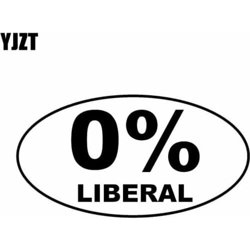 YJZT 14.1CM*7.5CM 0% Liberal Oval Car Sticker Funny Vinyl Decals Black/Silver C10-01763