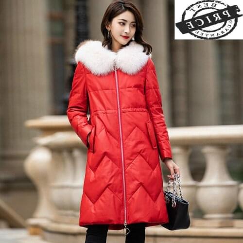Winter Coat Autumn Women Clothes 2021 Korean Fox Fur Collar Real Genuine Leather Jacket Sheepskin Down Coat Female Jacket ZT521a