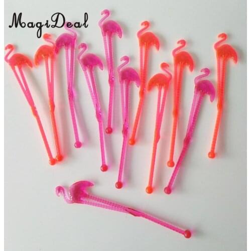 10pcs Hawaii Luau Flamingo Cocktail Stirrers Milk Coffee Muddlers Swizzle Sticks Summer Beach Birthday Party Favors