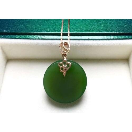 18K gold inlaid Hetian Biyu Pingan pendantJ24