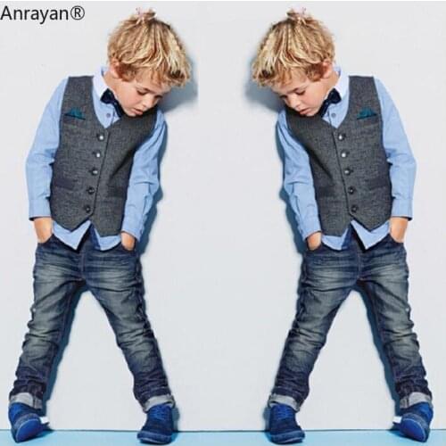 2020 Winter KIDS Boys Clothes 3PC Toddler Baby Boy Bowtie Gentleman Vest T-Shirt Pants Children Wedding Suit Clothing Sets