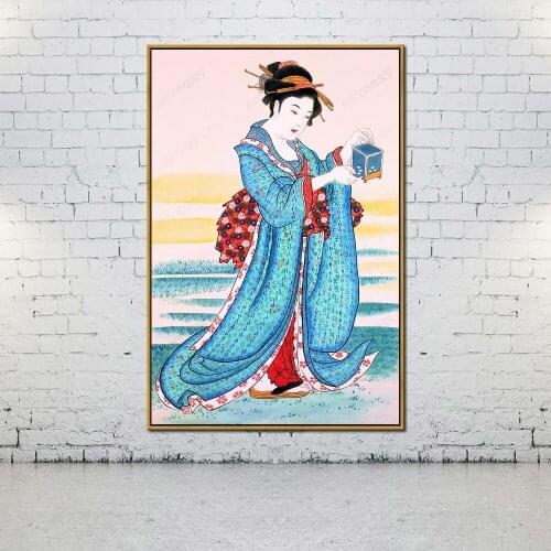 Artcozy Oil Canvas Painting kimono ukiyo e For Home Decoration Wall Art