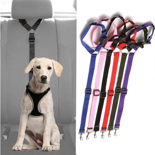 Pet Dog Cat Car Seat Belt Adjustable Harness Seatbelt Lead Leash for Small Medium Dogs Travel Clip Pet Supplies 13 Colors
