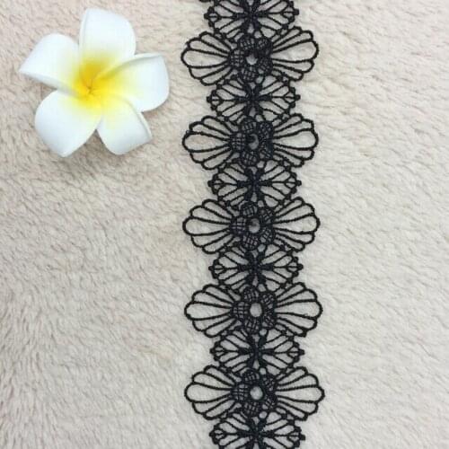Free Shipping 15Yards 4.1cm High Quality Polyester DIY White Lace Trimming Guipure Tela Blanco Wedding African Black Lace Fabric