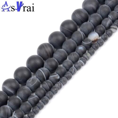 4 6 8 10 12mm Natural Stone Beads Matte Black Stripe Agates Onyx Round Loose Spacer Beads For Jewelry Making DIY Bracelet Charms