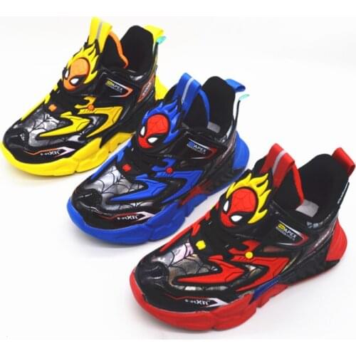 Disney Kids Children shoes Non-Slip Sports Shoes High Quality Pu Sneakers With Spiderman Cartoon For Boys casual shoes