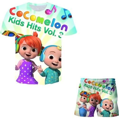Cute Cartoon Cocomelon Boy Baby T-shirt T-shirt Suit Childrens Clothing Suit T-shirt Shorts Girls Boys Clothes Pants Suit