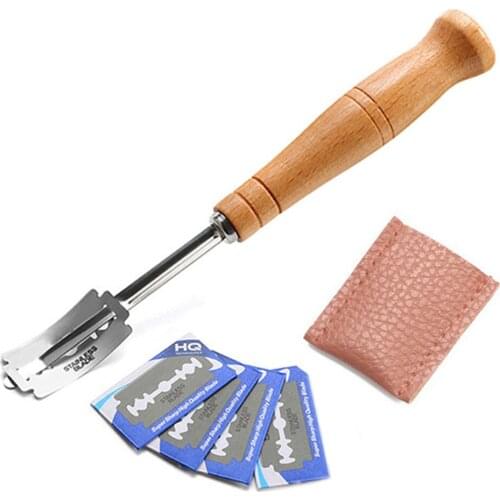 Baking Tools Bread Bakers Cutter Slashing Tools Set Dough Making Razor Long Wood Handle Bakeware For Kitchen
